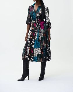 Style 1-4142985558-649 Joseph Ribkoff Black Size 2 Tall Height Sleeves Print Cocktail Dress on Queenly