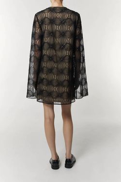 Style 1-4198906212-3471 Saint Art Black Size 4 Tall Height Sequined Mini Sleeves Sheer Cocktail Dress on Queenly