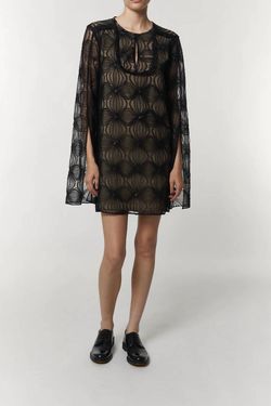 Style 1-4198906212-3471 Saint Art Black Size 4 Sleeves Keyhole Sheer Mini Sequined Cocktail Dress on Queenly