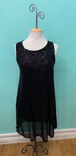 Style 1-4281391024-3014 Angela Mara Black Size 8 Tall Height Sequined Party Cocktail Dress on Queenly
