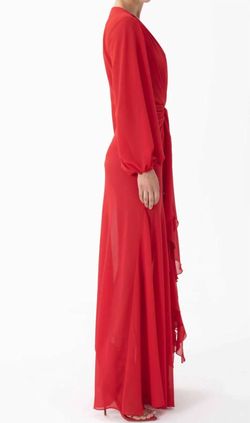 Style 1-53921893-2901 RONNY KOBO Red Size 8 Tulle Polyester Straight Dress on Queenly