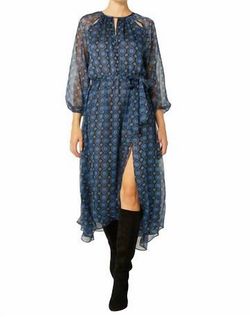 Style 1-927121988-2696 Misa Los Angeles Blue Size 12 Print Sleeves Cocktail Dress on Queenly
