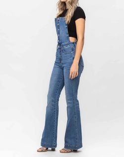 Style 1-981957050-1465 Judy Blue Blue Size 28 Flare Tall Height Jersey Polyester Jumpsuit Dress on Queenly