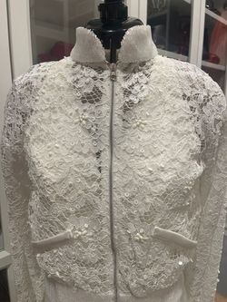 Rachel Allan White Size 4 Lace Sequined Engagement Bridal Shower Cocktail Dress on Queenly