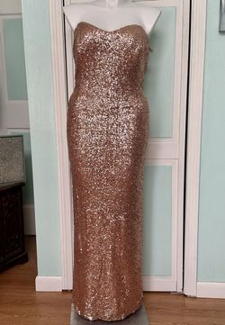 Style 8120L Alfred Angelo Rose Gold Size 24 Prom Jersey Plus Size Strapless Straight Dress on Queenly