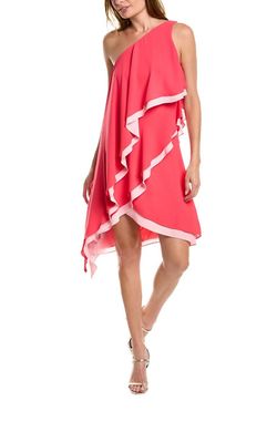 Style 2X01D11 BCBG Maxazria Pink Size 4 One Shoulder Jersey Nightclub Cocktail Dress on Queenly