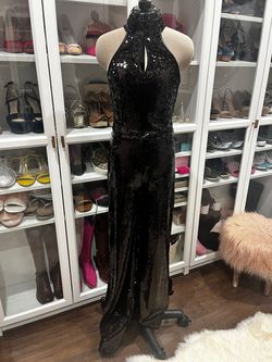 Valentine Black Size 4 High Neck Jersey Jumpsuit Dress on Queenly