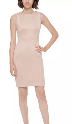 Style CT2J1A00 Calvin Klein Nude Size 10 Mini Swoop Jersey Semi Formal Cocktail Dress on Queenly