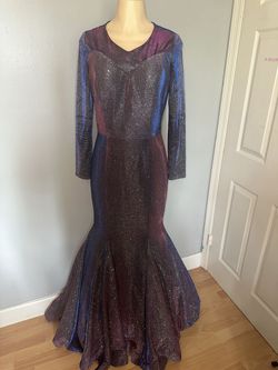 Camille La Vie Purple Size 12 Wedding Guest Plus Size Free Shipping Military Mermaid Dress on Queenly