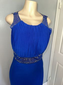 Cachet Blue Size 12 Swoop Floor Length Straight Dress on Queenly