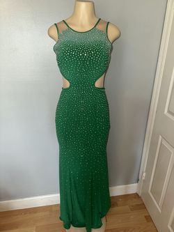 Betsy and Adam Green Size 6 Prom Tall Height Swoop Military Mermaid Dress on Queenly