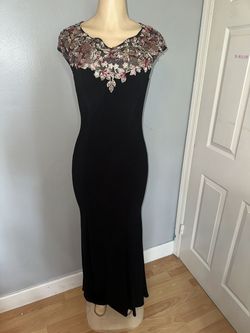 Xscape Black Size 8 Floor Length Jersey Mermaid Dress on Queenly