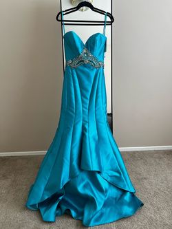 Style 3056RX Val Stefani Blue Size 6 3056rx Floor Length Mermaid Dress on Queenly