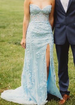 Sherri Hill Blue Size 00 Strapless Floor Length Prom Mermaid Dress on Queenly