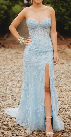 Sherri Hill Blue Size 00 Strapless Prom Mermaid Dress on Queenly
