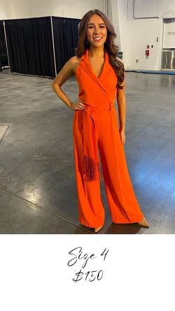 Karen Millen Orange Size 4 Tall Height Halter Floor Length Jumpsuit Dress on Queenly