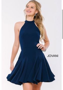 Jovani Blue Size 2 Navy Cocktail Dress on Queenly