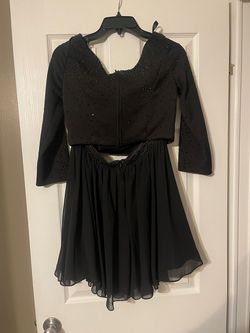 Style 27163 Hannah S Black Size 10 Long Sleeve Flare Cocktail Dress on Queenly