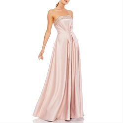 Style 25661 Mac Duggal Pink Size 10 Polyester Strapless Military A-line Dress on Queenly