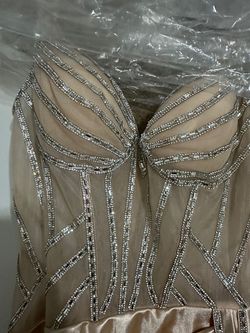 Cinderella Divine Gold Size 6 Tall Height Jersey Plunge 50 Off Mermaid Dress on Queenly