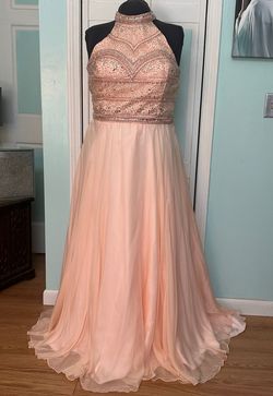 Style 99147 MoriLee Orange Size 22 Jewelled Beaded Top Floor Length A-line Dress on Queenly