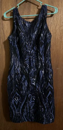 Calvin Klein Blue Size 6 Appearance 50 Off Mini Sequined Cocktail Dress on Queenly