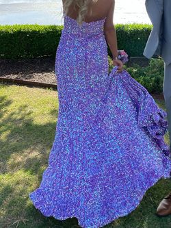 Style PS22348 Portia and Scarlett Purple Size 0 Pageant Black Tie Lavender Prom Side slit Dress on Queenly