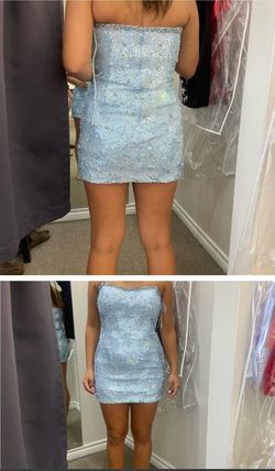Style 28204 Ava Presley Blue Size 4 Jewelled Mini 28204 Pageant Homecoming Cocktail Dress on Queenly