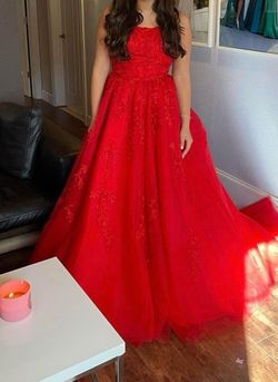 Style 53116 Sherri Hill Bright Red Size 10 Short Height Jersey Ball gown on Queenly