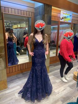Style 7317 Jasz Couture Blue Size 0 Jersey 7317 Sequined Mermaid Dress on Queenly