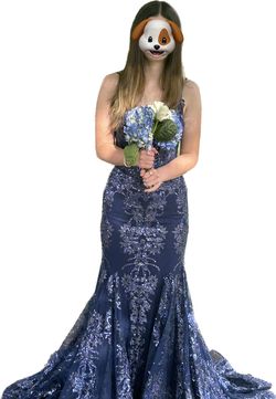 Style 7317 Jasz Couture Blue Size 0 Jersey 7317 Sequined Mermaid Dress on Queenly