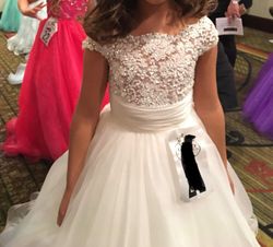 Sherri Hill White Size 8 Cotillion Jersey Sheer Ball gown on Queenly