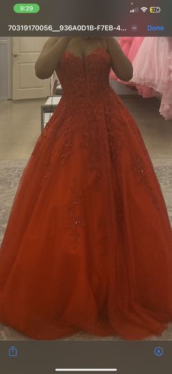 Twilight Red Size 4 Prom Lace Ball gown on Queenly