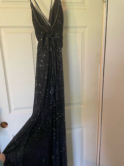 Cinderella Divine Black Size 4 Sequined Short Height Side slit Dress on Queenly