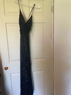 Cinderella Divine Black Size 4 Sequined Short Height Side slit Dress on Queenly