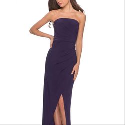 Style 28204 La Femme Purple Size 2 28204 Polyester Strapless Appearance Straight Dress on Queenly