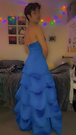 Jump Apparel Blue Size 4 Military Prom Strapless Mermaid Dress on Queenly