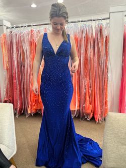 Style 9213 Johnathan Kayne Blue Size 10 Tall Height Mermaid Dress on Queenly