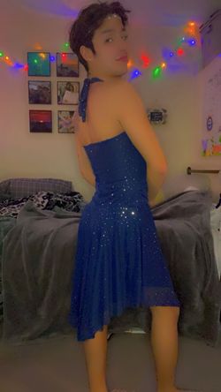 Jodi Kristopher Blue Size 4 Jersey Prom Straight Dress on Queenly