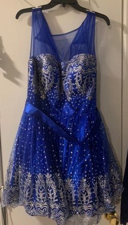 Alyce Paris Blue Size 16 Free Shipping Jersey Plus Size Cocktail Dress on Queenly