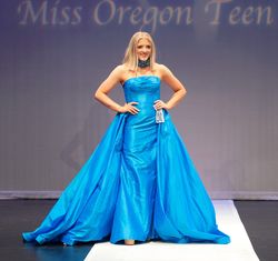 Sherri Hill Blue Size 6 Custom Overskirt Pageant Train Dress on Queenly