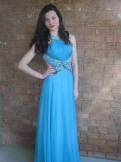 Sherri Hill Blue Size 2 Cut Out Backless Prom Straight Dress on Queenly