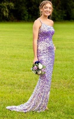 Portia and Scarlett Purple Size 4 Free Shipping Prom Sequin Side slit Dress on Queenly