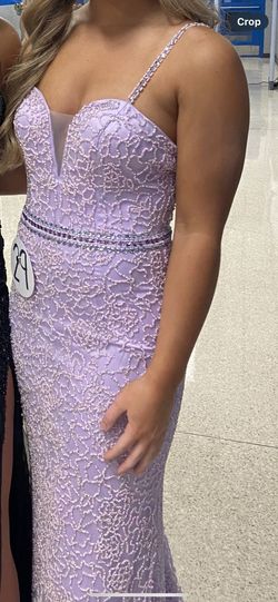 Sherri Hill Purple Size 4 Floor Length Jersey A-line Dress on Queenly