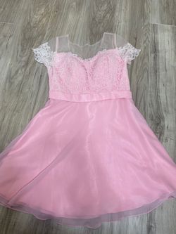 Style 7518 Poly USA Pink Size 16 Flare Sleeves Cap Sleeve Cocktail Dress on Queenly
