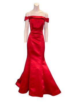 Style 6147 Dave and Johnny Red Size 10 Military Floor Length Tall Height Mermaid Dress on Queenly