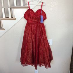 Style Red Sparkle Off the shoulder Midi Formal Cocktail Dress Cinderella Red Size 6 Shiny Tea Length Sweetheart Cocktail Dress on Queenly