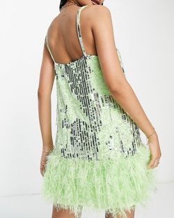 ASOS Green Size 8 Sequined Mini Cocktail Dress on Queenly
