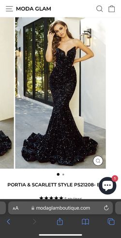 moda glam boutique  Black Size 4 Velvet Shiny Strapless Mermaid Dress on Queenly