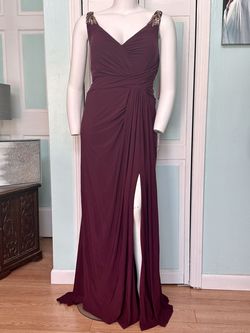 Style 65982 Mac Duggal Red Size 20 Floor Length Jersey Side Slit A-line Dress on Queenly
